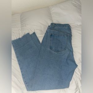 Blue light wash straight jeans